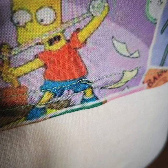 THE SIMPSONS Womens Sheer Crop Graphic Tee Short Sleeve Simpsons Print - S - Picture 6 of 7
